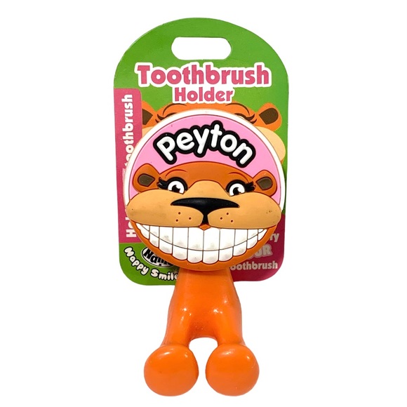 Happy Smiles Personalized Kids Toothbrush Holder Peyton Lion - Picture 1 of 4
